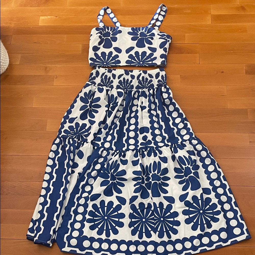SHEIN Blue and White Floral Dress